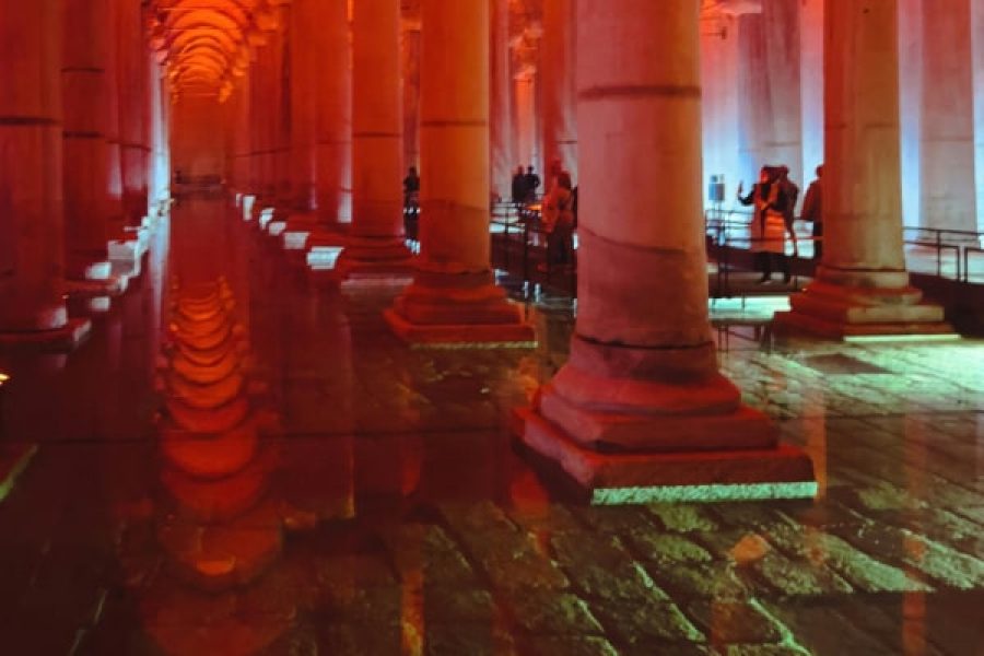 Istanbul Sultanahmet Illuminated columns of the Basilica Cistern